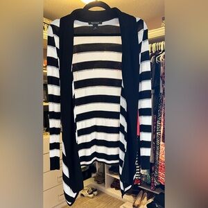 White House Black Market Black and White Cardigan Sweater